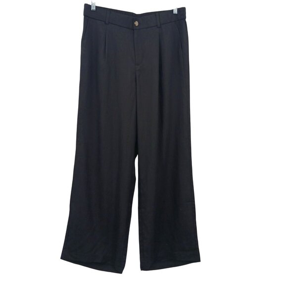 Torrid Wide Leg Studio Linen High Rise Pant Black Size 12 TALL Trousers NWT - Picture 3 of 15